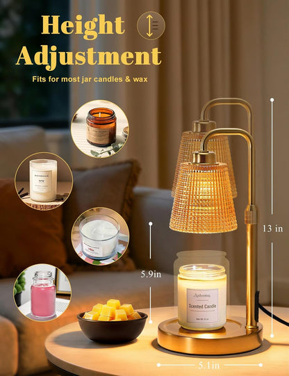Candle Warmer Lamp with Timer Dimmable, Wax Warmer for Scented Jar Candles, Adjustable Height Candle Lamp for Home Decor, Birthday Gifts for Women Mom House Warming Gifts, Matte Black