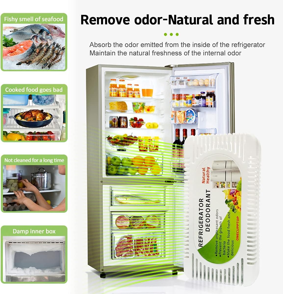 Refrigerator Deodorizer (6 Pack)-Fridge and Freezer Odor Eliminator,Natural Activated Charcoal Refrigerator Fight Odors