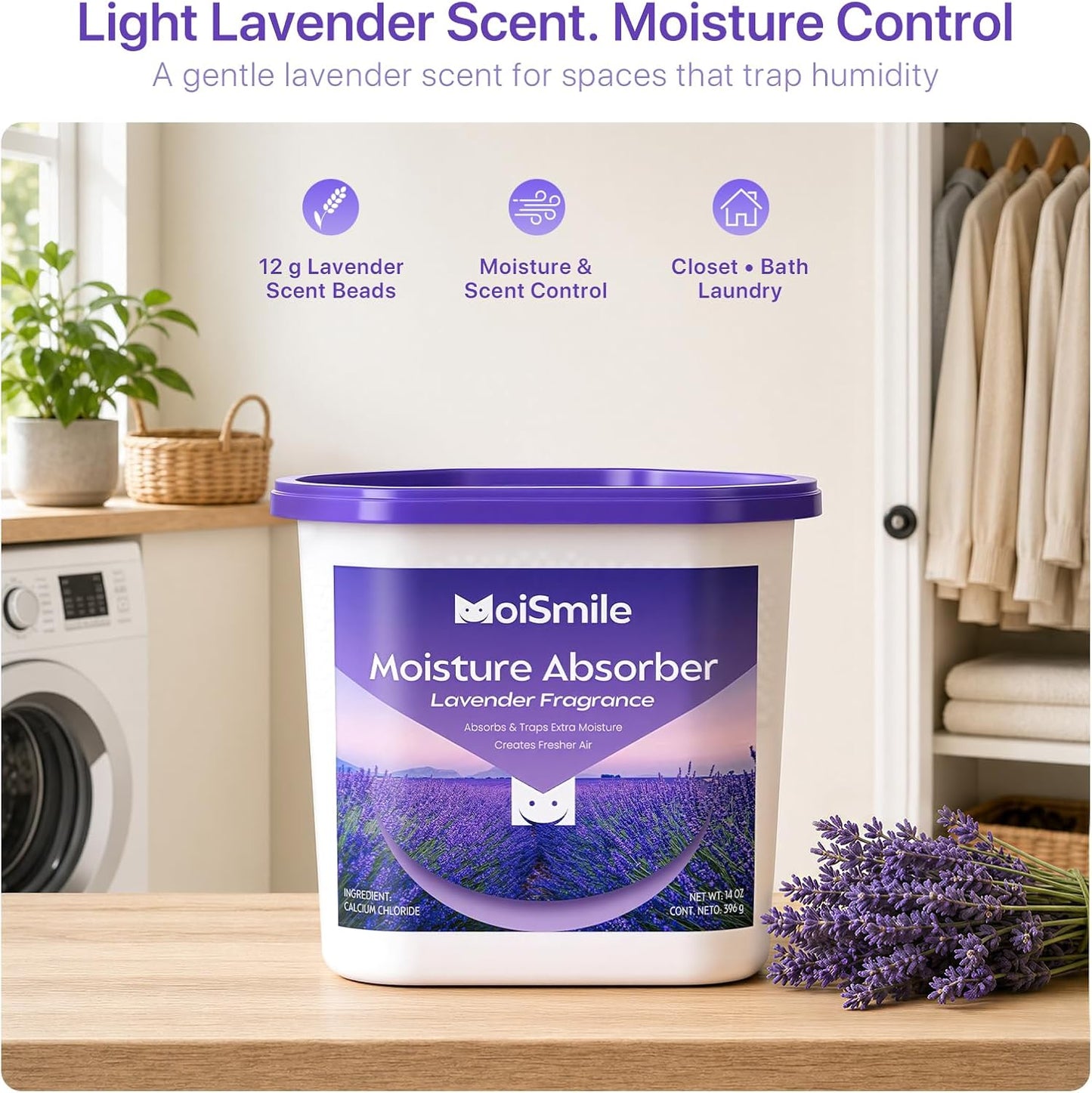 Moisture Absorbers with Activated Charcoal, Humidity Control & Air Deodorizing Preparations for Closet, Bathroom, Basement, Car & RV, 3 Pack