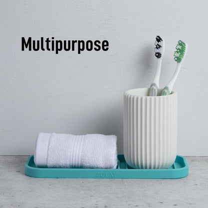 Zulay Kitchen (9x3.5in) Sponge Holder for Kitchen Sink - Flexible Heavy-Duty Multipurpose Sink Caddy - Counter Organizer for Kitchen, Bathroom, Makeup, Trinkets & More! (Grey)