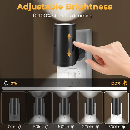 LED Motion Sensor Night Light,Motion Activated Night Light & Dusk to Dawn Sensor Night Light Plug into Wall 5-300LM Adjustable Brightness,5000K Daylight,for Kitchen,Hallway Bedroom,Stairs, 2 Pack