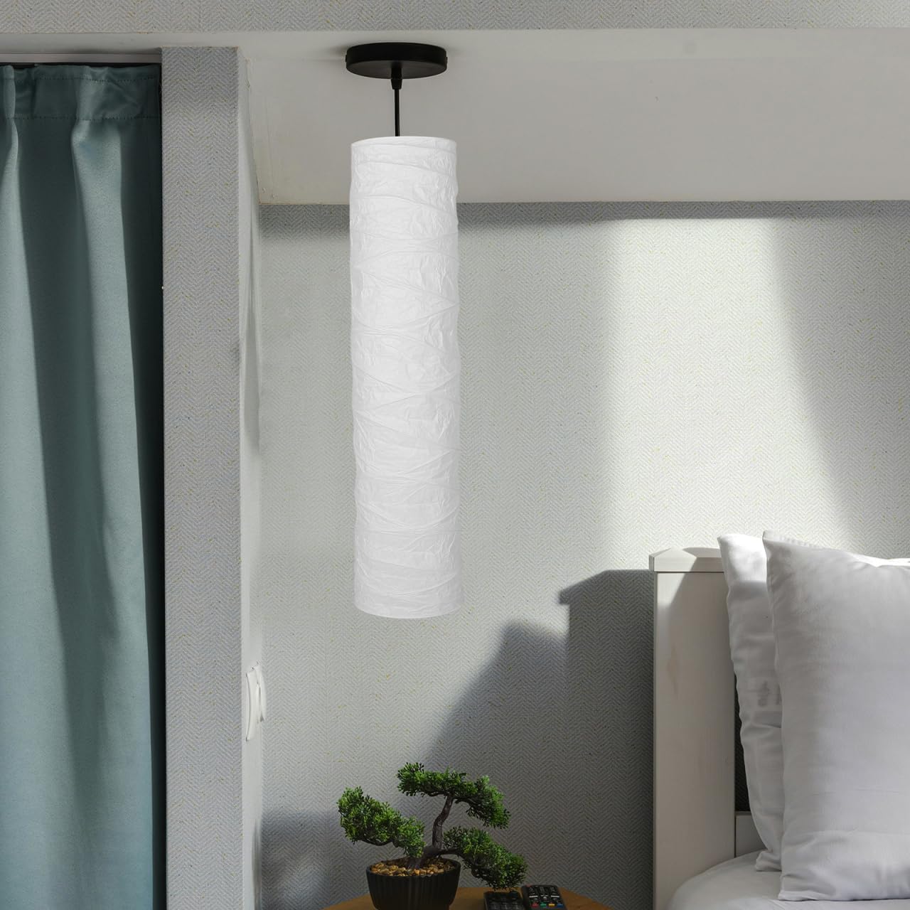 ABOOFAN Floor Lamp Shade Replacement – 49.21" Foldable Rice Paper Lampshade for Soft Light Diffusion & Easy Tool-Free Installation – for Living Room, Bedroom, Office