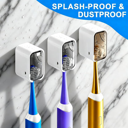 Toothbrush Holders for Bathroom - 3 Pack, Single Slot Space-Saving Design 2.0, Wall Mounted with Cover for Shower, Single Tooth Brush Holder Dispenser Storage Organizer for Family & Travel