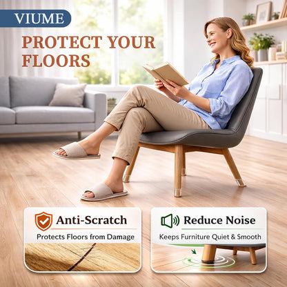 VIUME 24 Pcs Chair Leg Floor Protectors for Hardwood Floors Silicone Covers Felt Pads Furniture Leg Caps Anti-Scratch Reduce Noise Fit (1-5/16" to 2")