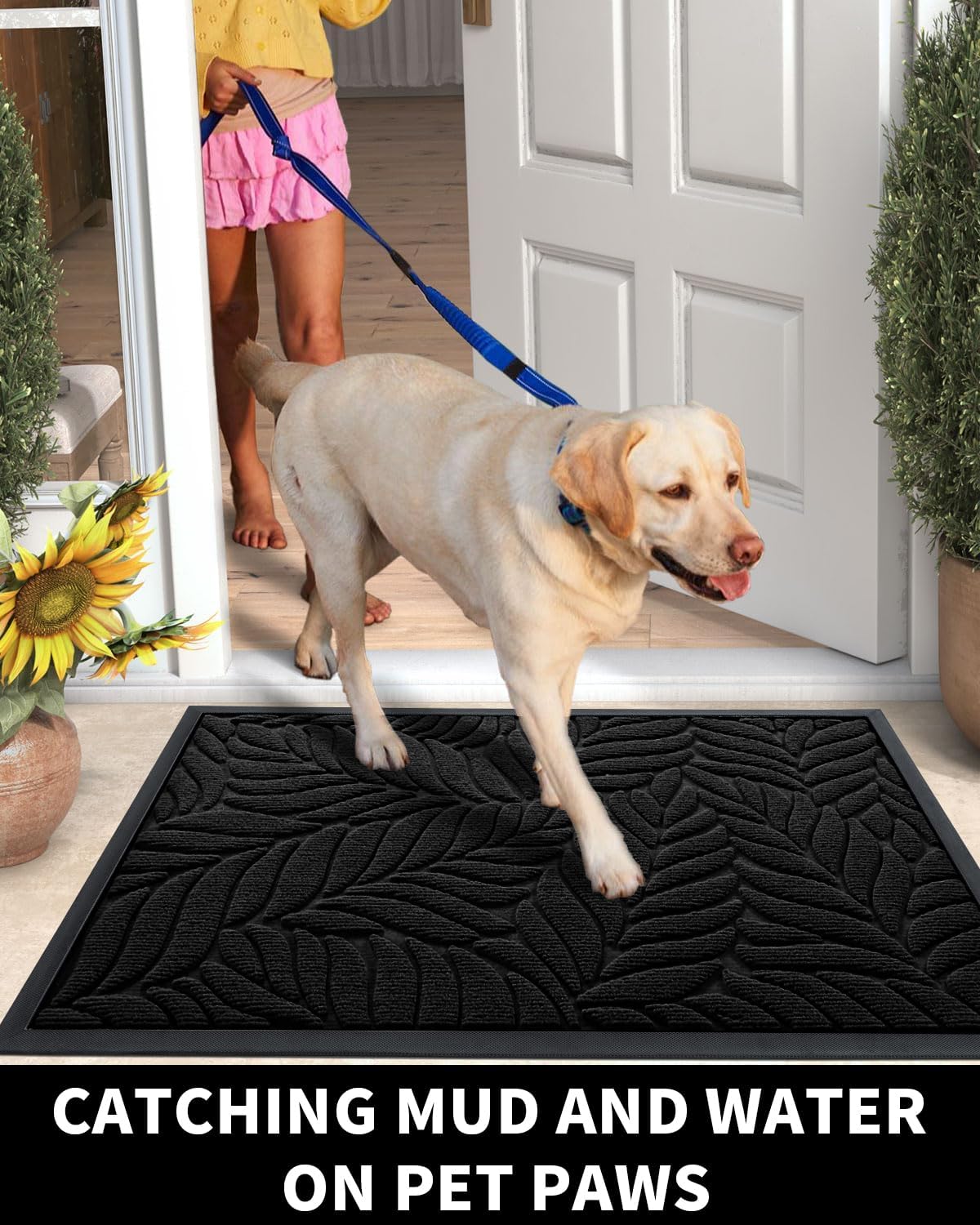 Yimobra Front Door Mat Outdoor Indoor, 29.5x17 All-Season Waterproof Door Mat Outside Entrance, All-Weather Non-Slip Outside Doormat for Garage Patio Entryway, Brown