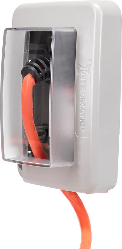 Intermatic WP6000W Low-Profile In-Use Weatherproof Cover, White - Durable Outdoor Outlet Protection | Expandable Design | Easy Installation