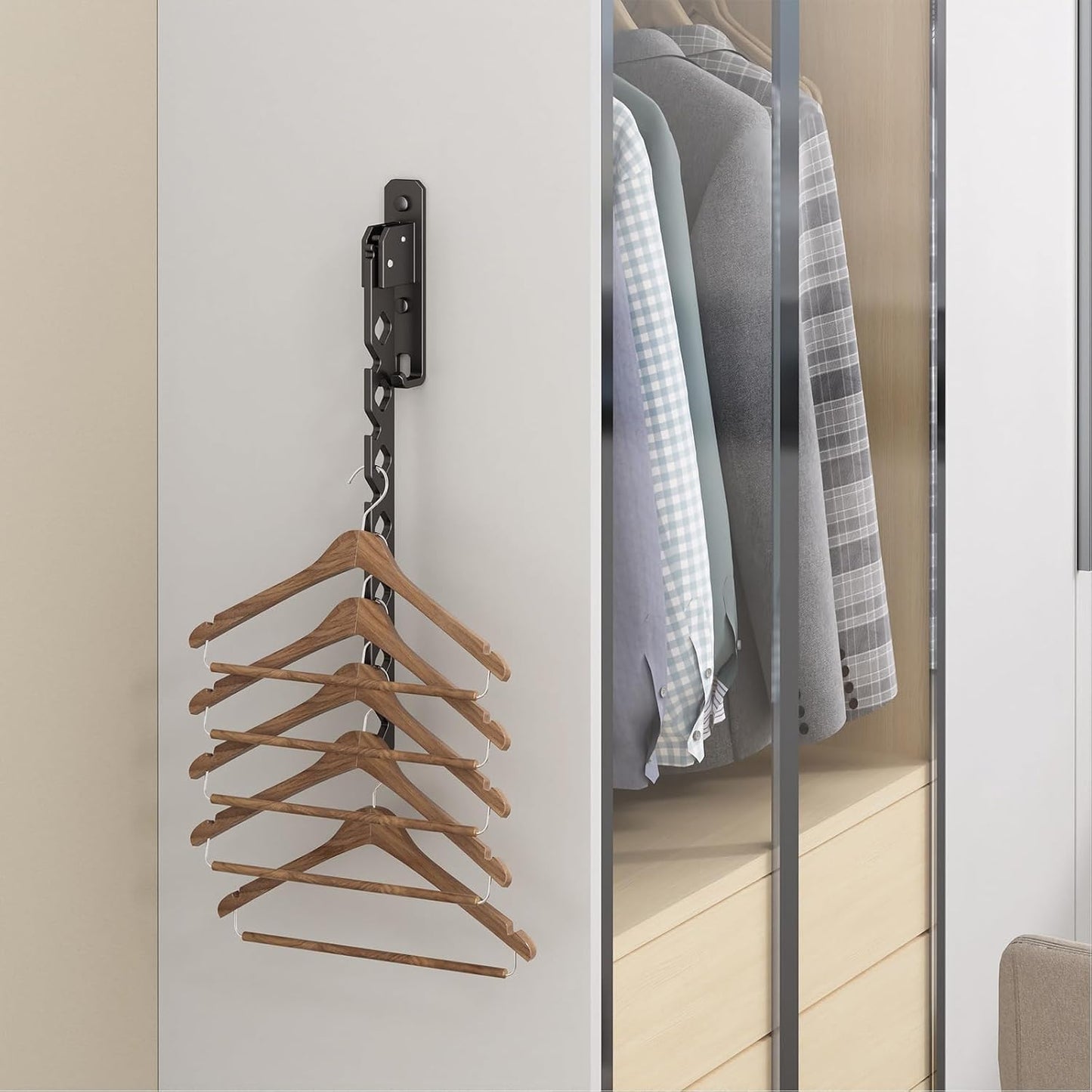 Wall Mounted Clothes Drying Rack, Wall Clothes Hanger Foldable, Laundry Hanger Hook for Bathroom, Wall Clothes Rack Indoor, Perfect for Small Spaces, White
