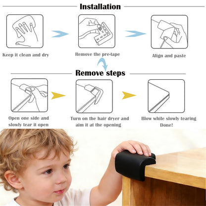 12 Pack Soft Corner Protector Baby Proofing Edge & Corner Guards, Furniture Safety Bumper for Table, Fireplace, Stair, Cabinet, (Brown)