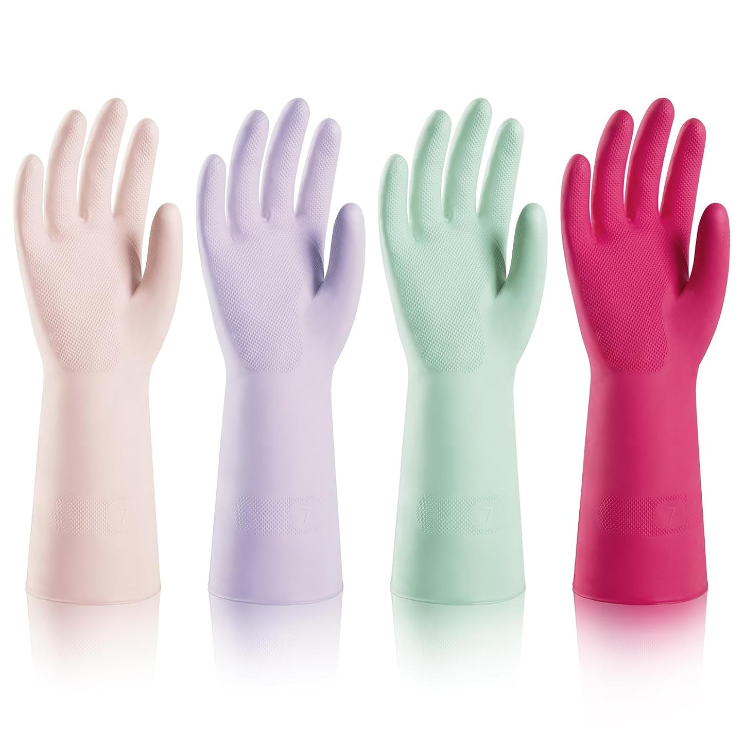 ThxToms 4 Pairs Nitrile Cleaning Gloves, Latex free Reusable Dishwashing Gloves for Women, Kitchen and Bathroom Cleaning, Non-Slip &Flexible, 10 Mil, Colorful, M