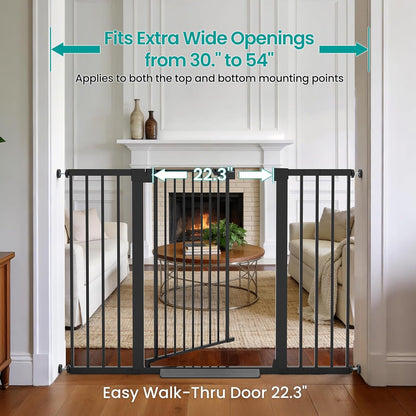 Cumbor 30-46" Baby Gate for Stairs, Mom's Choice Awards Winner-Auto Close Dog Gate for The House, Gifts for Mom, Easy Install Pressure Mounted Pet Gates for Doorways, Black