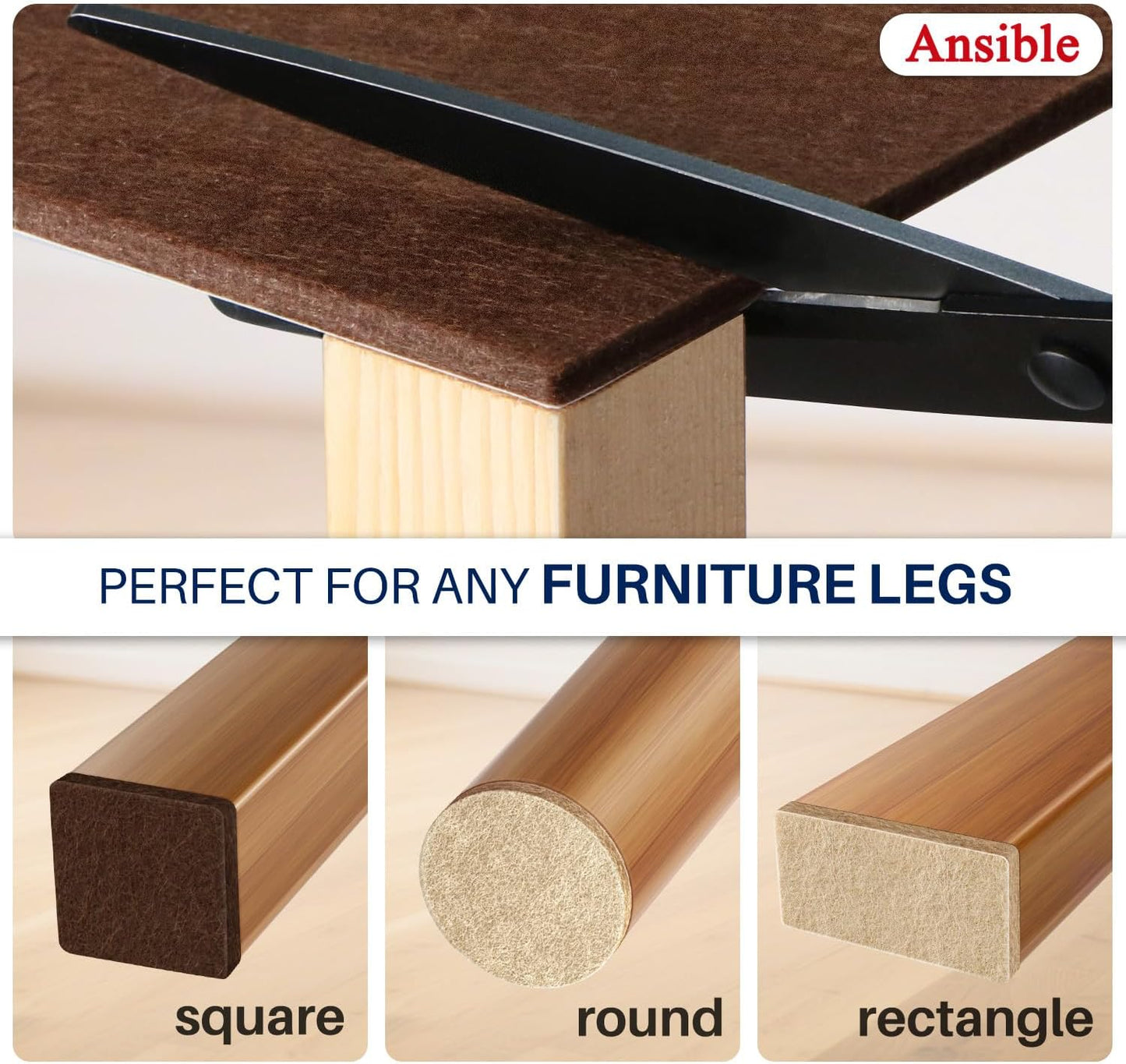 Ansible 60 PCS Felt Furniture Pads 1", Felt Pads for Chair Leg Floor Protectors for Hardwood Floors Round (Beige)