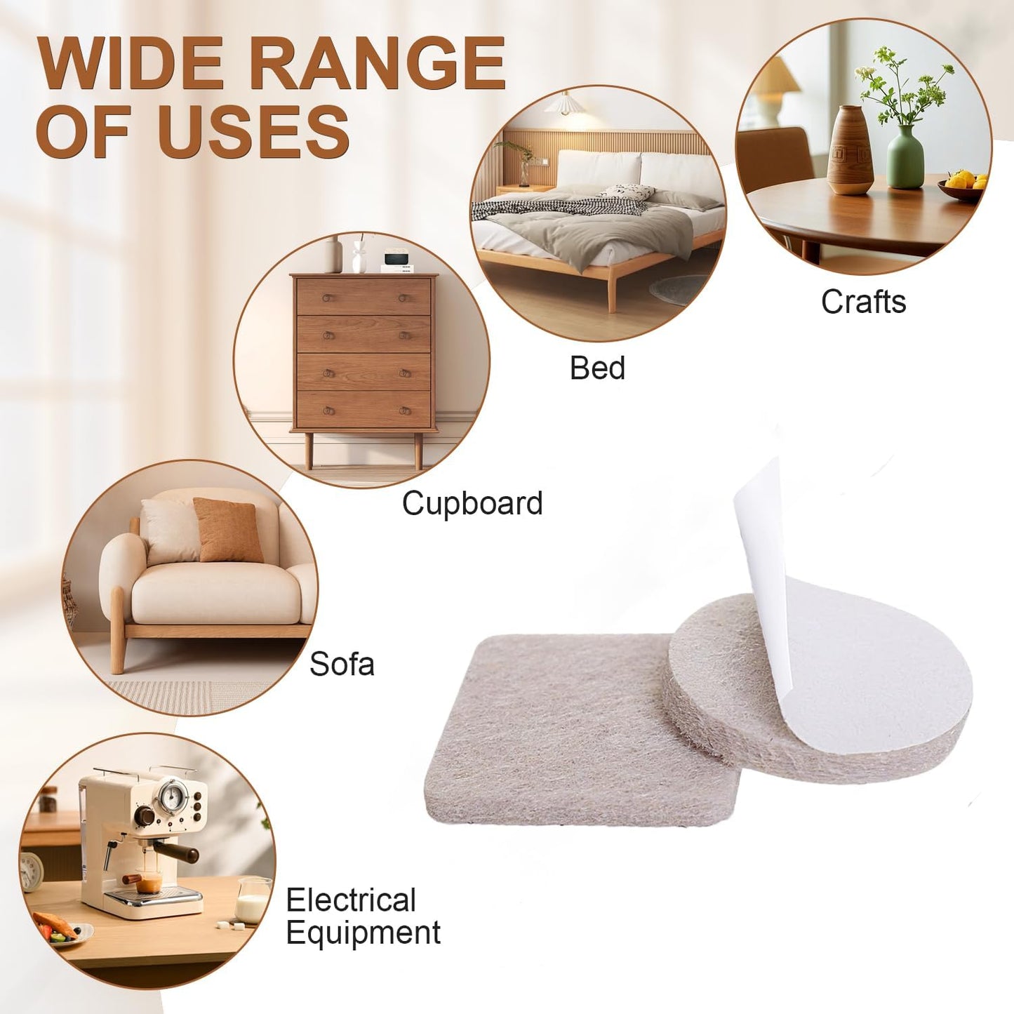 48 PCS Felt Furniture Pads, 1-inch Round Black Chair Felt Pads, Felt Pads for Furniture Feet to Protect The Floor from Scratches,Reduce Noise (Black)