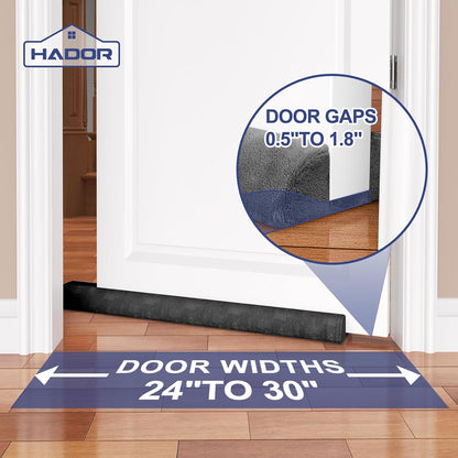 HADOR Door Draft Stopper for Bottom of Door, 36 Inch Under Draft Air Noise Light Blocker 30"- 36" Double Side Triangle Soundproof Sweep Filler Seal Gap up to 1.7" for Patio Sliding Door Guard, Grey