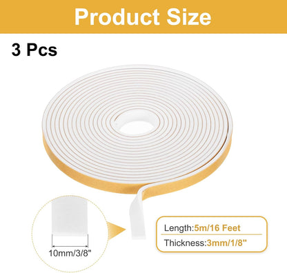 MECCANIXITY Weather Door Seal Strip Tape, Door Insulation Stripping Single Side Strong Self Adhesive Foam Tape Gap Filler for Door, Window, 1/4 Inch x 1/16 Inch x 32 Feet White 2 Pack