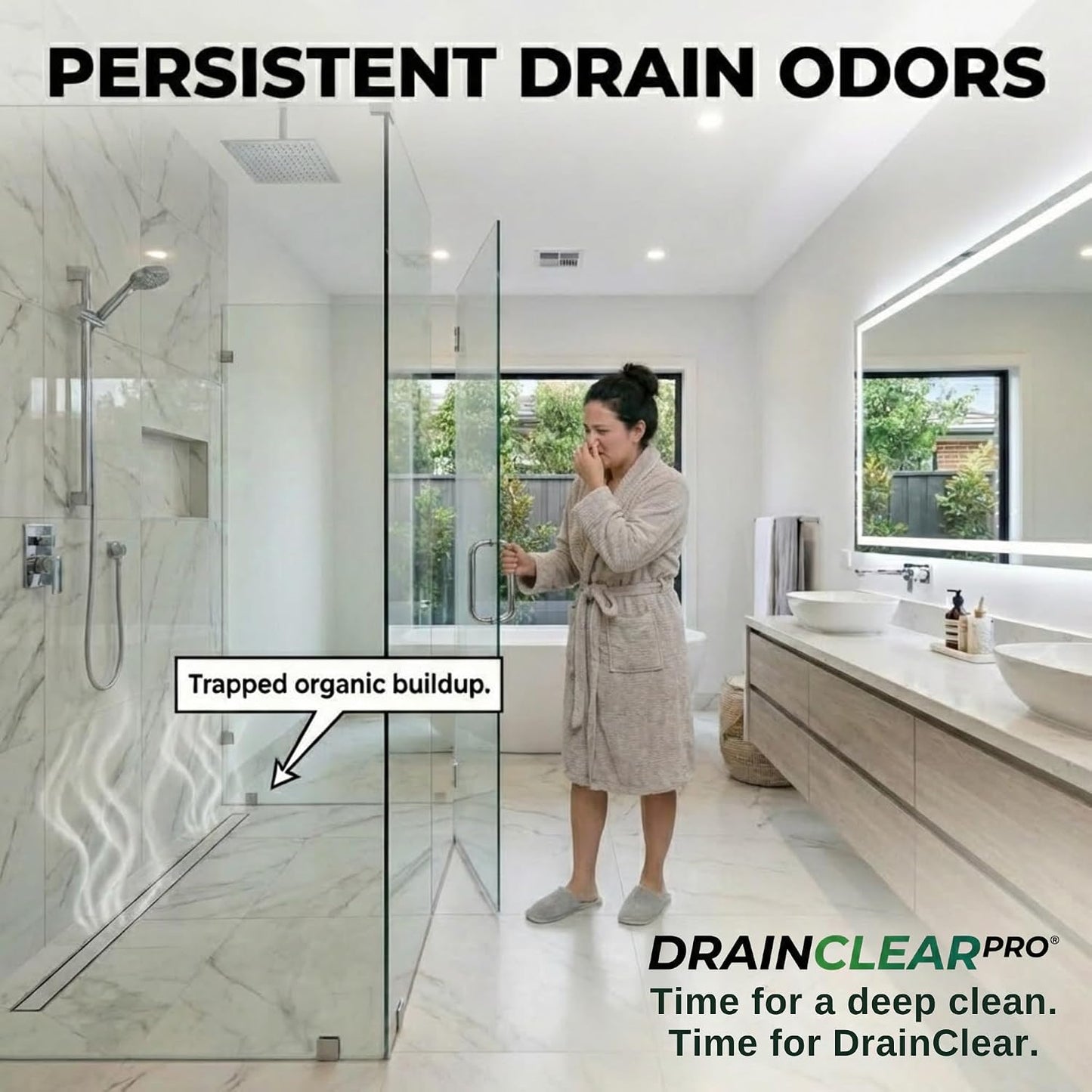 DrainClear Pro Enzyme Drain Cleaner 32oz - Enzymatic Liquid Hair and Grease Clog Remover, Kitchen Sink, Bathroom, and Shower Drain Cleaner, Pipe Maintainer, Septic Safe Enzyme Cleaner and Treatment