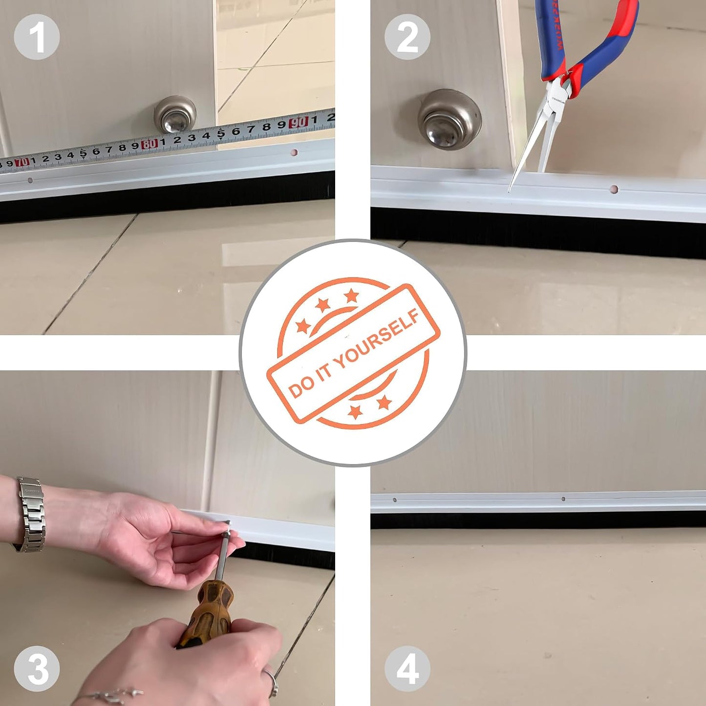 39 inch Door Sweep for Exterior Doors with 2 inch PP Soft Brush, Aluminum Dustproof Bottom of Door Weatherstrip (3)