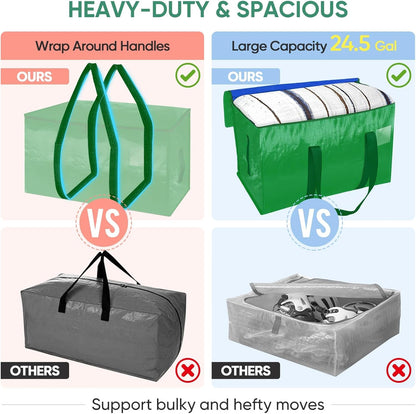 BALEINE 6-Pack Oversized Moving Bags with Reinforced Handles, Heavy-Duty Storage Tote for Clothes, Moving Supplies (Clear, 6-Pack)