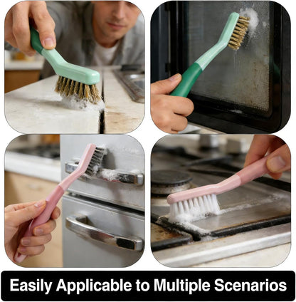 3-Pack Deep Clean Brush Set, Hard Bristle Brush & Steel Wire Scrubber for Bathroom Tiles, Grout, Kitchen Sinks, Stove Tops, Heavy Duty Cleaning Brushes with Comfort Grip, 2 Pink & 1 Green Brushes