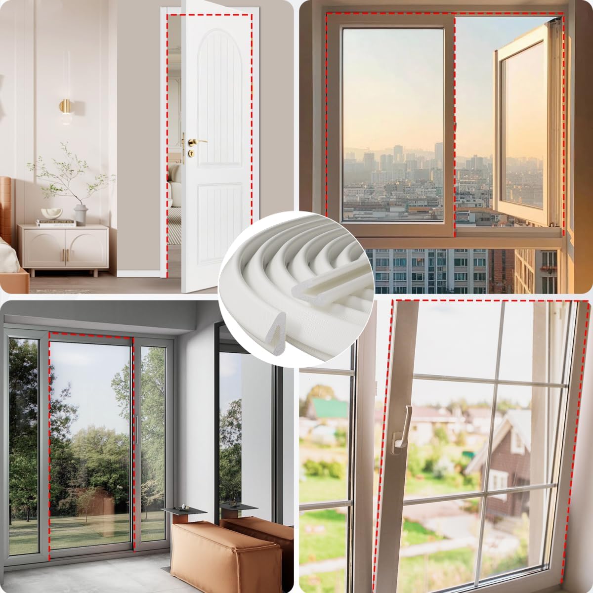 V Shape Thin Foam Weather Stripping Door Frame Seal Strip 19.7FT White, Draft Stopper, Insulation Winter, Weatherstripping, Gap Sealing, Soundproofing, Self-Adhesive Used for Exterior Front Door Side