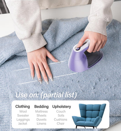 Bymore Fabric Shaver & Lint Shaver for Clothes and Furniture, Heavy Duty Sweater Shaver Lint Remover with Large 65mm Shaving Head, 6-Leaf Blades, Extra Replacement Blades for Couch, Sofa & Upholstery