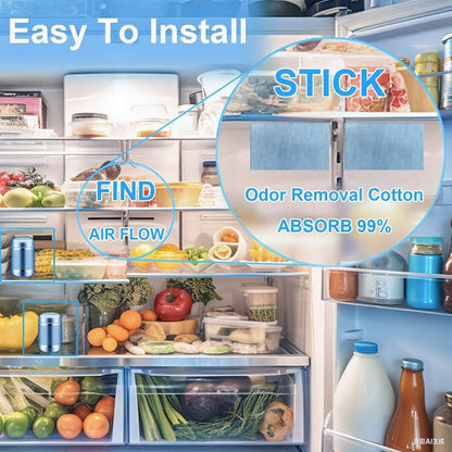 Refrigerator Deodorizer Fridge Odor Eliminator | Activated Carbon Cotton, For Fridge, Freezer, Room, RV, Car, Closet & Shoe Cabinets