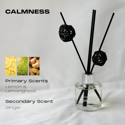 Reed Diffuser Set of 3 | Aromatherapy Fragrance Oil | 12 Sticks and 6 Rattan Balls, 3 x 50ML | Home, Office, Bathroom, Bedroom Essentials (Eucalyptus, Jasmine, Lemongrass, Sky Blue)