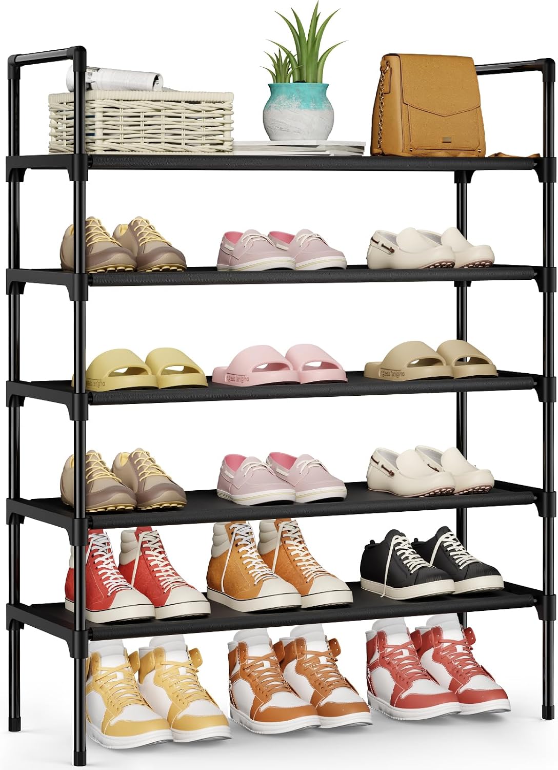 Kitsure Shoe Rack - 3-Tier Shoe Organizer, Shoe Rack for Closet, Entryway, Bedroom, Easy- Assembly Storage Shelf with Side Handles, 27.6" Wide - 3 Tiers, Grey