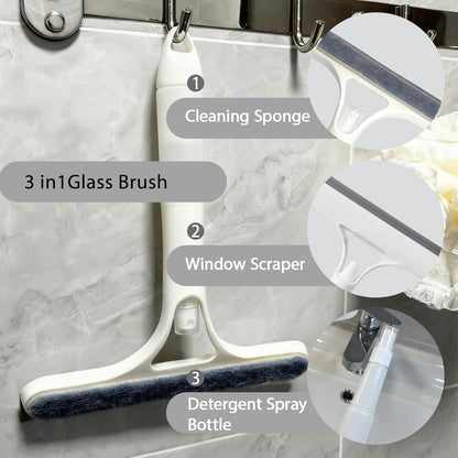 3 in 1 Window Cleaning Scraper,Multifunctional Spray Window Squeegee Cleaner Tool,Mirrors Scraper,Squeegee and Scrubber Spray Bottle Window Squeegee for Glass Doors,Glass Cleaner Tool