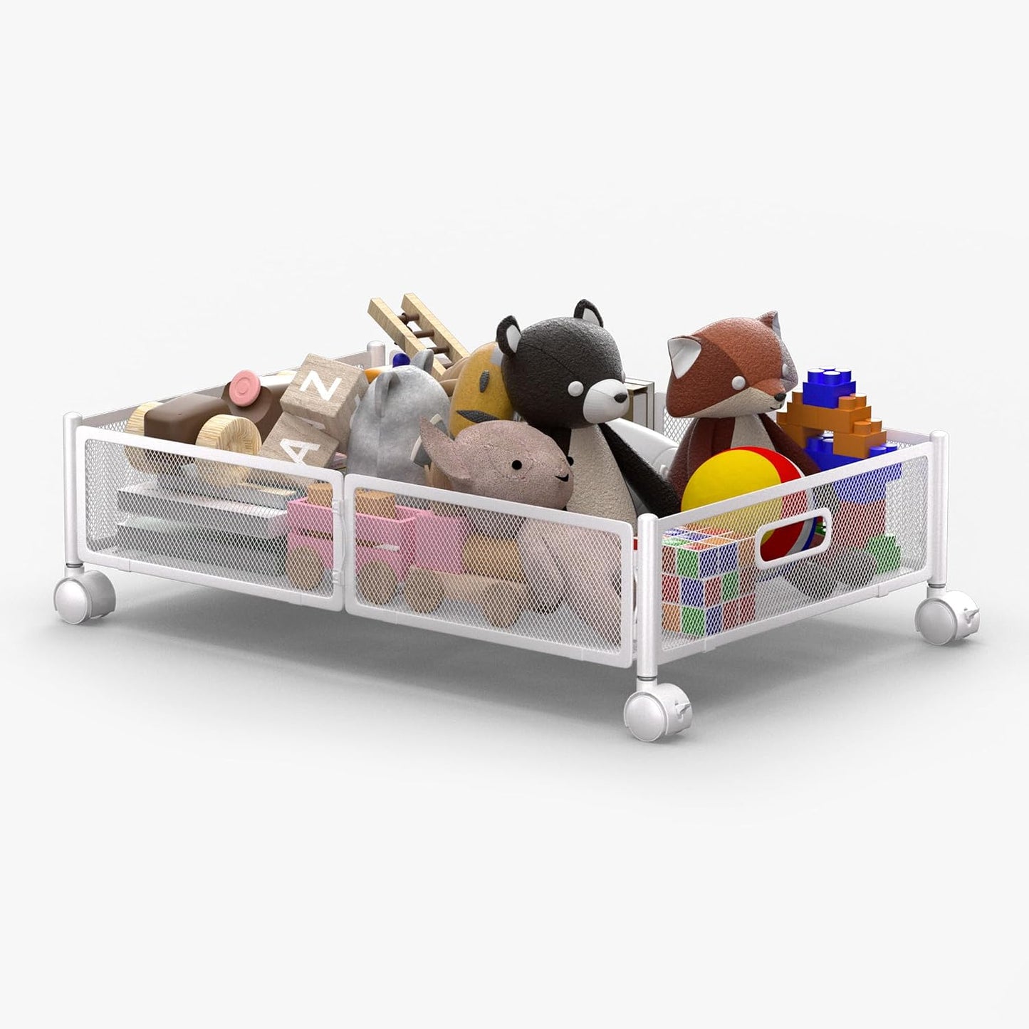Under Bed Storage with Wheels, Foldable Metal Under Bed Storage Containers, 60L Rolling Underbed Storage, Easy Assembly Under The Bed Storage for Bedroom Clothes Shoes Blankets