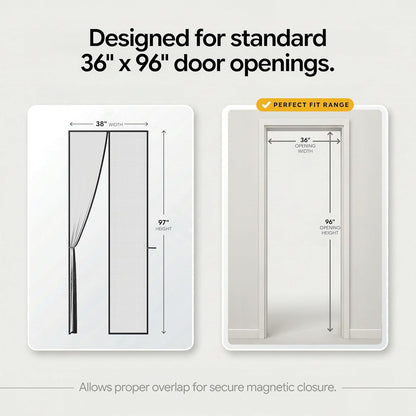 AUGO Heavy Duty Magnetic Screen Door – Fiberglass Pet Resistant Mesh, Self Sealing Hands Free Magnetic Closure, Tear Resistant Door Screen Keeps Bugs Out, Patent Pending Keep Open Feature – 38” x 83”