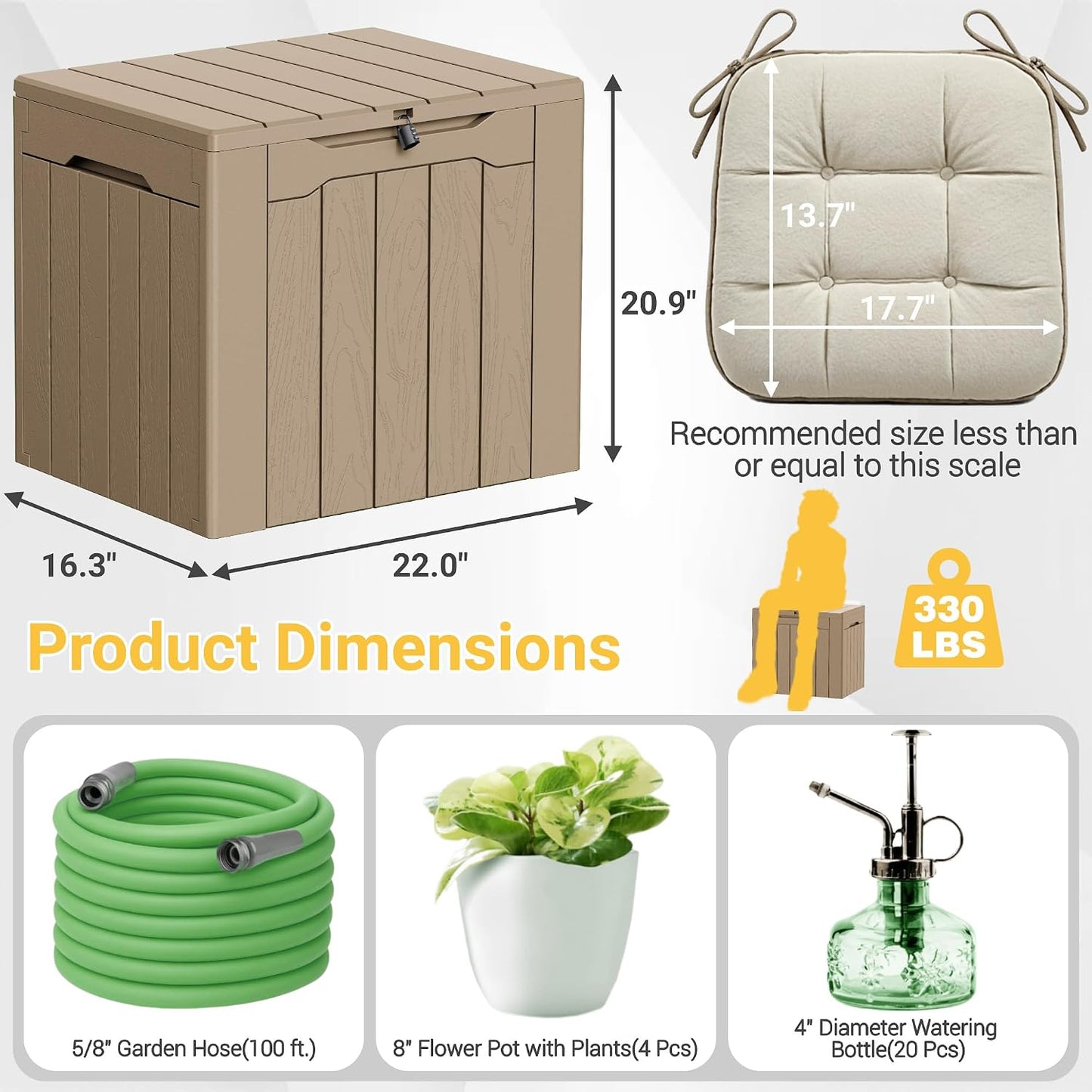 Greesum 31 Gallon Resin Deck Box All Weather Outdoor Storage Boxes for Patio Furniture Set,Outdoor Toys,Garden Tools,Black