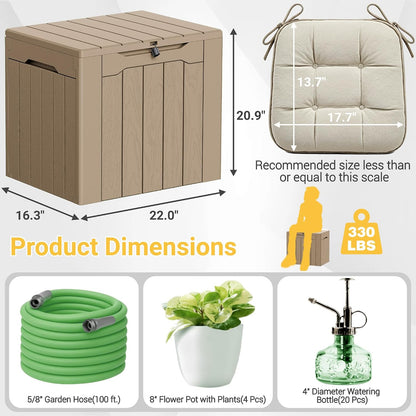 Greesum 31 Gallon Resin Deck Box All Weather Outdoor Storage Boxes for Patio Furniture Set,Outdoor Toys,Garden Tools,Black