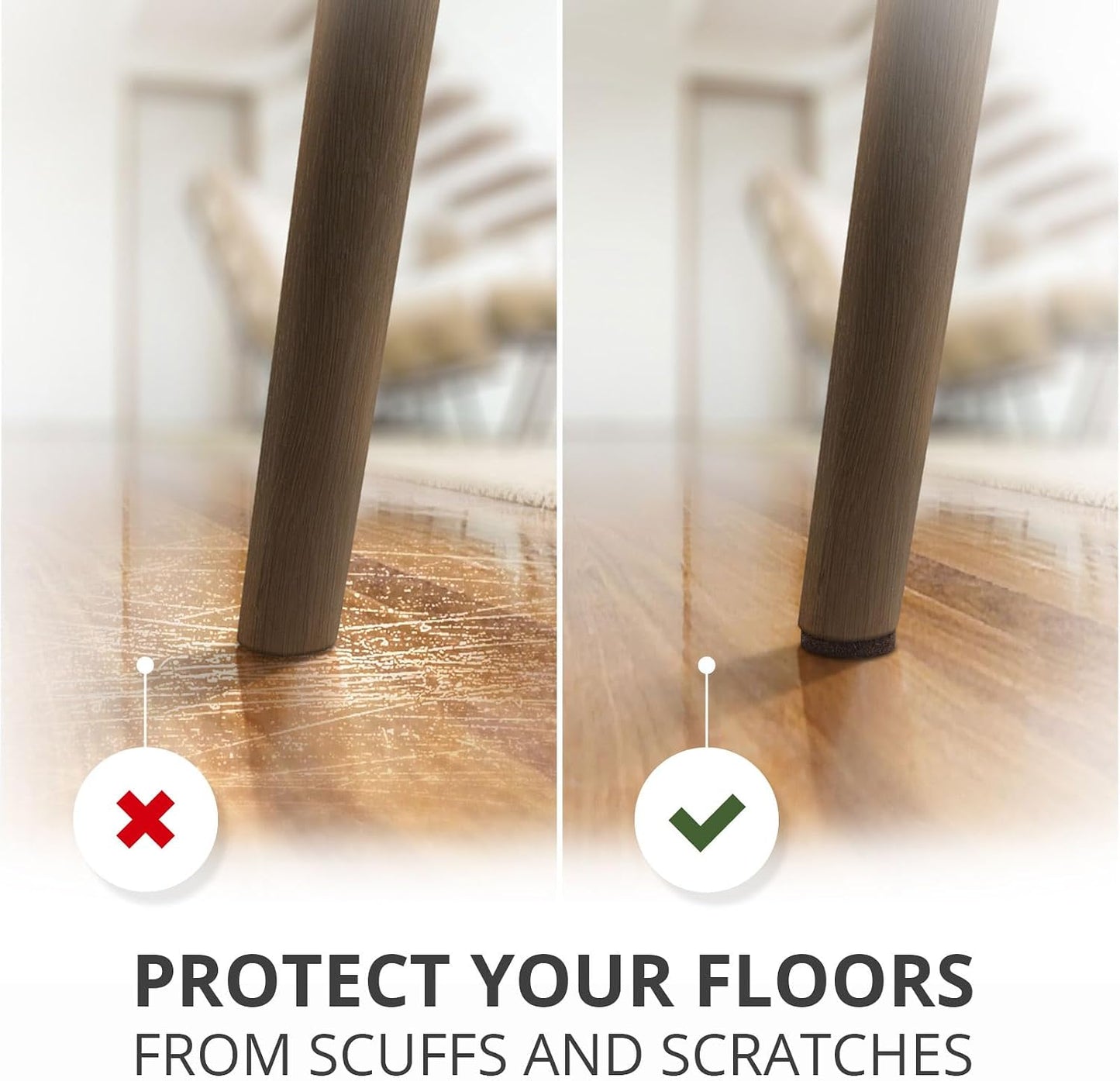 X-Protector Premium Felt Furniture Pads - 20 PCS 6 x 1/2" - Black Rectangular Pads with Tenacious Adhesive - Protects Hardwood, Laminate & Tile Floors