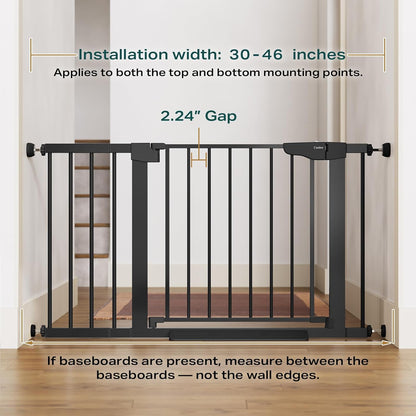 Cumbor 30-46" Baby Gate for Stairs, Mom's Choice Awards Winner-Auto Close Dog Gate for The House, Gifts for Mom, Easy Install Pressure Mounted Pet Gates for Doorways, Black
