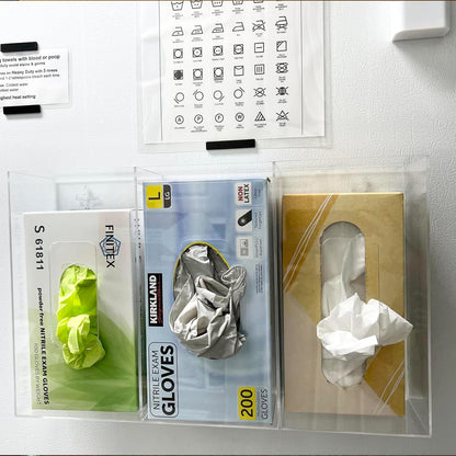 HIIMIEI Glove Holder for Wall Mount: Magnetic Gloves Box Holder, Acrylic Disposable Rubber Latex Glove Dispenser
