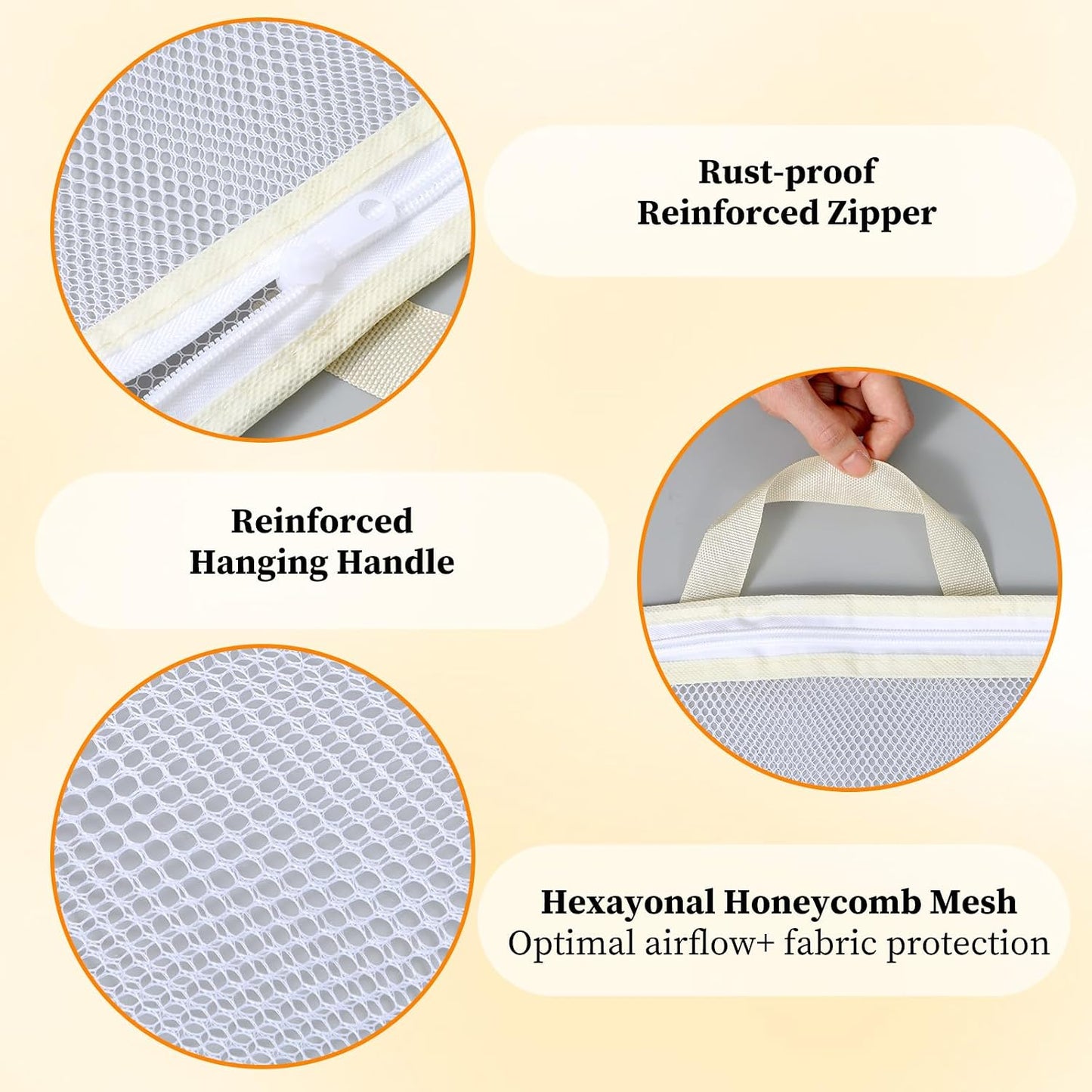 Tyqour 4PCS Mesh Laundry Bags for Washing Machine Hanging Laundry Hamper Delicates Laundry Bag with Handles (S/M/L/XL) Zipper Opening Wash Bag for Coat Sweater Lingerie Sock Sheet