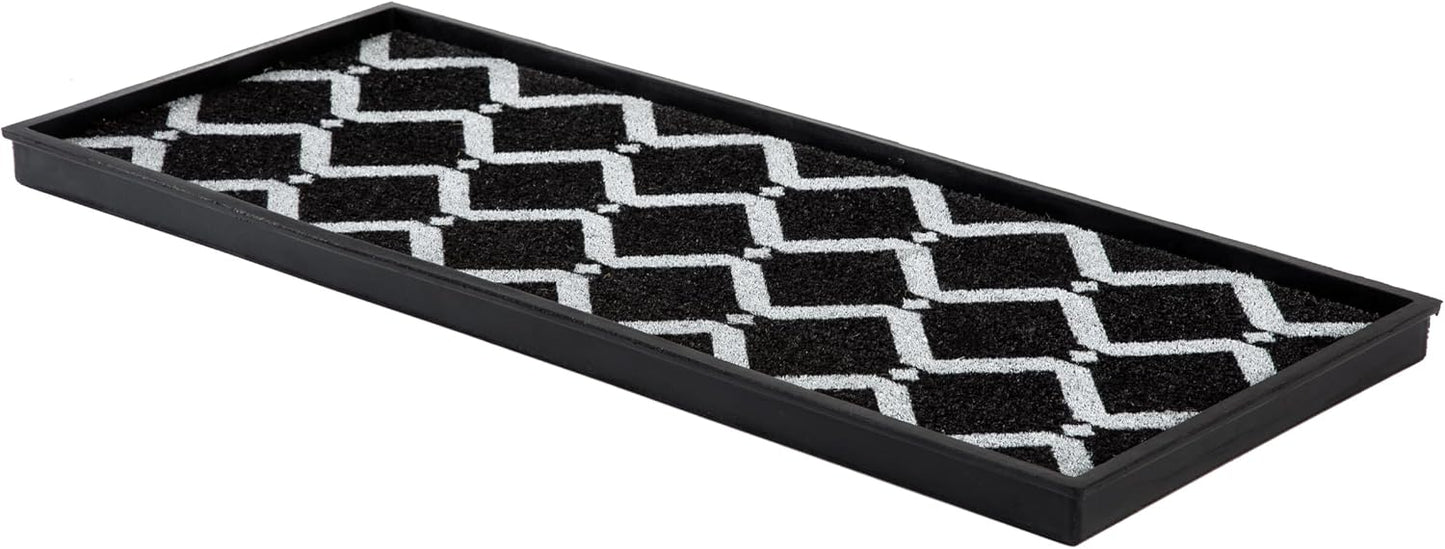 Anji Mountain Heavy Duty Waterproof Rubber Shoe Storage Mat Organizer/Boot Storage Tray Multi Use for Entryway with Coir, Tan Insert, Fits 4 Pair (46.5" Wide)