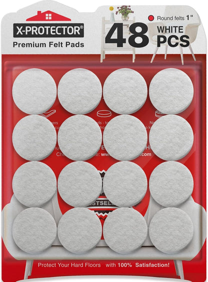 Felt Furniture Pads X-PROTECTOR - 48 Premium Floor Protector Chair Felts for Feet Wood Floors Best Hardwood Protect Your Hard Floors! (Brown)