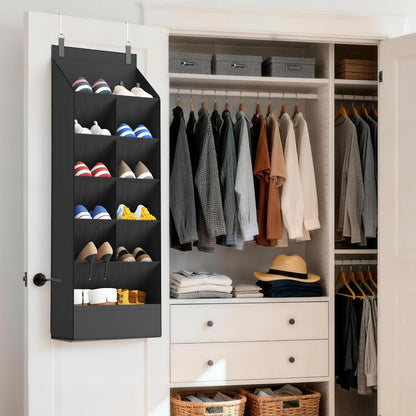 Lifewit 6 Tier Over the Door Shoe Organizer with 11 Large Deep Pockets, Fabric Hanging Shoes Shelf for Closet, Dorm Storage, Fit Up to 12 Pair Shoe Rack Holder for Sneakers, Boots, Gray