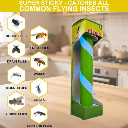 Fly Stick Sticky Fly Traps for Indoors Outdoor 12pk, Sticky Hanging Fly Stick, Flying Insect Trap, wasp Trap（Fluorescent Strip Yellow）