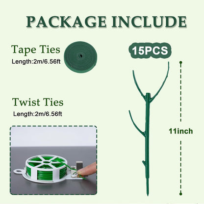 15Pack Adjustable Plant Support Pole,Garden Stakes for Climing Plants Stem Support, Stackable Plant Accessories for Indoor Outdoor Potted Plants, Pothos, Vine, Flower Use (Plastic, 37PCS)
