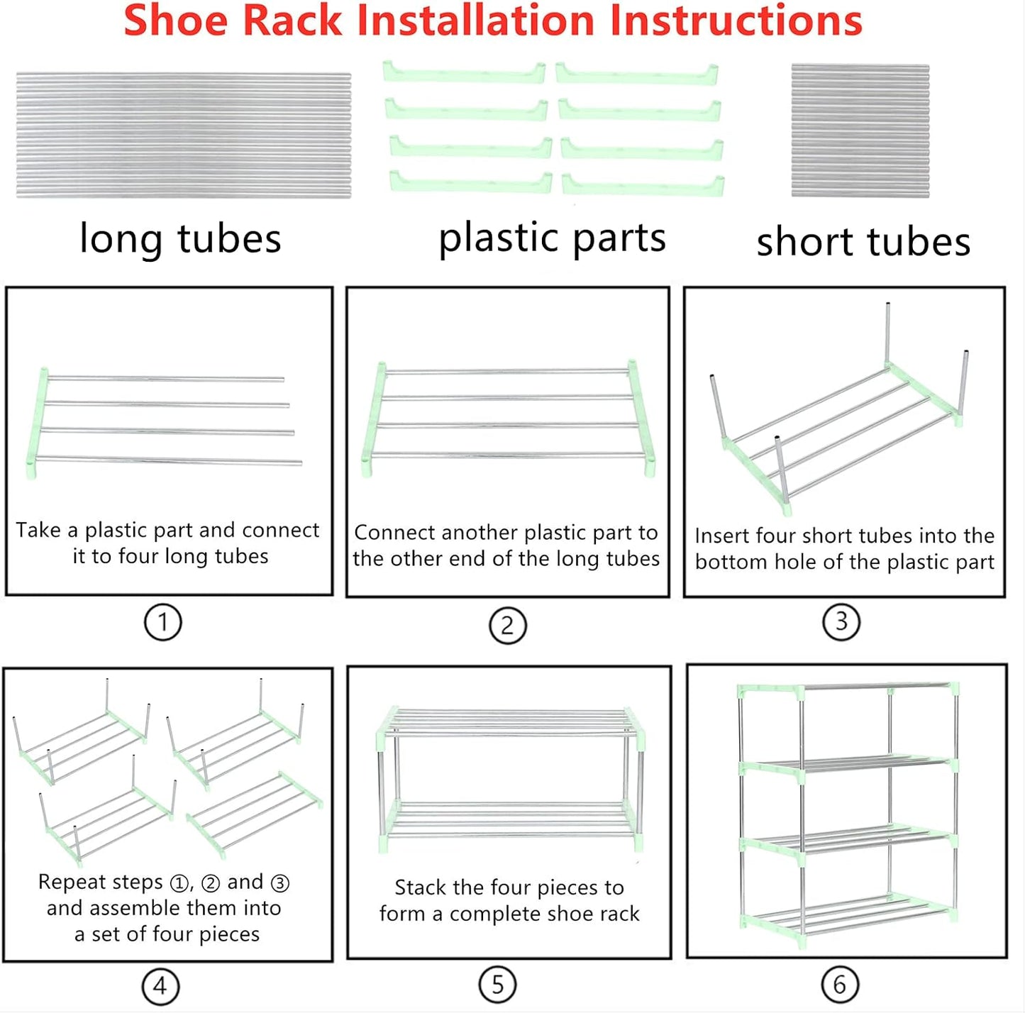 Jucaifu Stackable Small Shoe Rack, Entryway, Hallway and Closet Space Saving Storage and Organization (3-Tier, White)