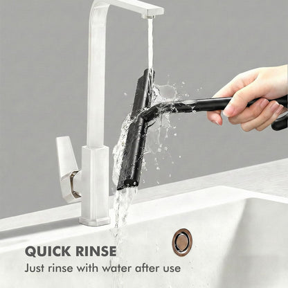 All-in-One Silicone Shower Squeegee with Built-in Large Hook, 145° Ergonomic Handle & Streak-Free Blade for Glass Doors, Bathroom Mirrors, Windows, Tiles & Car Windshields, 8.26 Inch