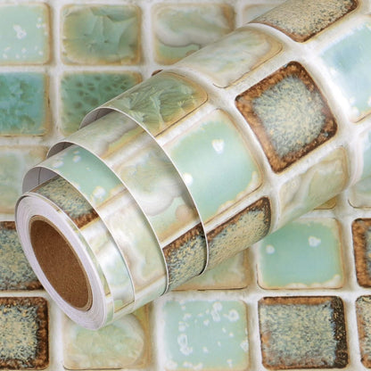 Livelynine Waterproof Wallpaper for Bathroom Shower Wall Decorative Contact Paper Self Adhesive for Furniture Stickers Kitchen Backsplash Tiles Peel and Stick Counter Removable Blue Mosaic 15.8"x78.8"