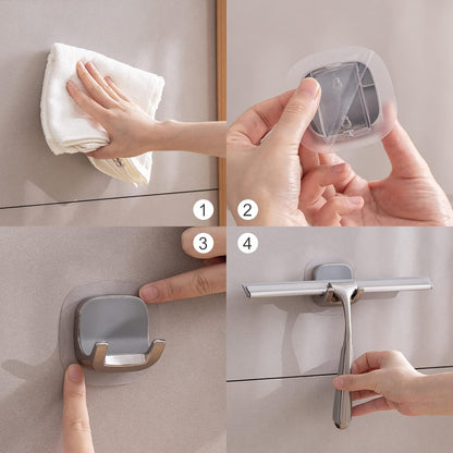 Ettori Shower Squeegee Clear Glass Wall Cleaner Stainless Steel with Suction Storage Hook -10'', Chrome