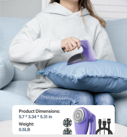 Bymore Fabric Shaver & Lint Shaver for Clothes and Furniture, Heavy Duty Sweater Shaver Lint Remover with Large 65mm Shaving Head, 6-Leaf Blades, Extra Replacement Blades for Couch, Sofa & Upholstery