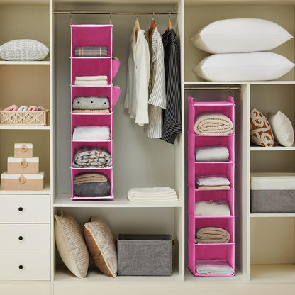 YOUDENOVA Hanging Closet Organizer, 6-Shelf Closet Hanging Storage Shelves, 2 Packs, Grey