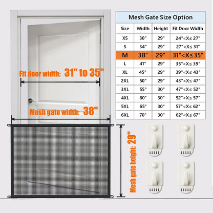 Cupount Dog Screen Mesh Gate for Stairs Pet Gates for The House: for Doorways Stairways Indoor 29 inches Tall, 38 inch Wide, Fits 32-35 inch Openings
