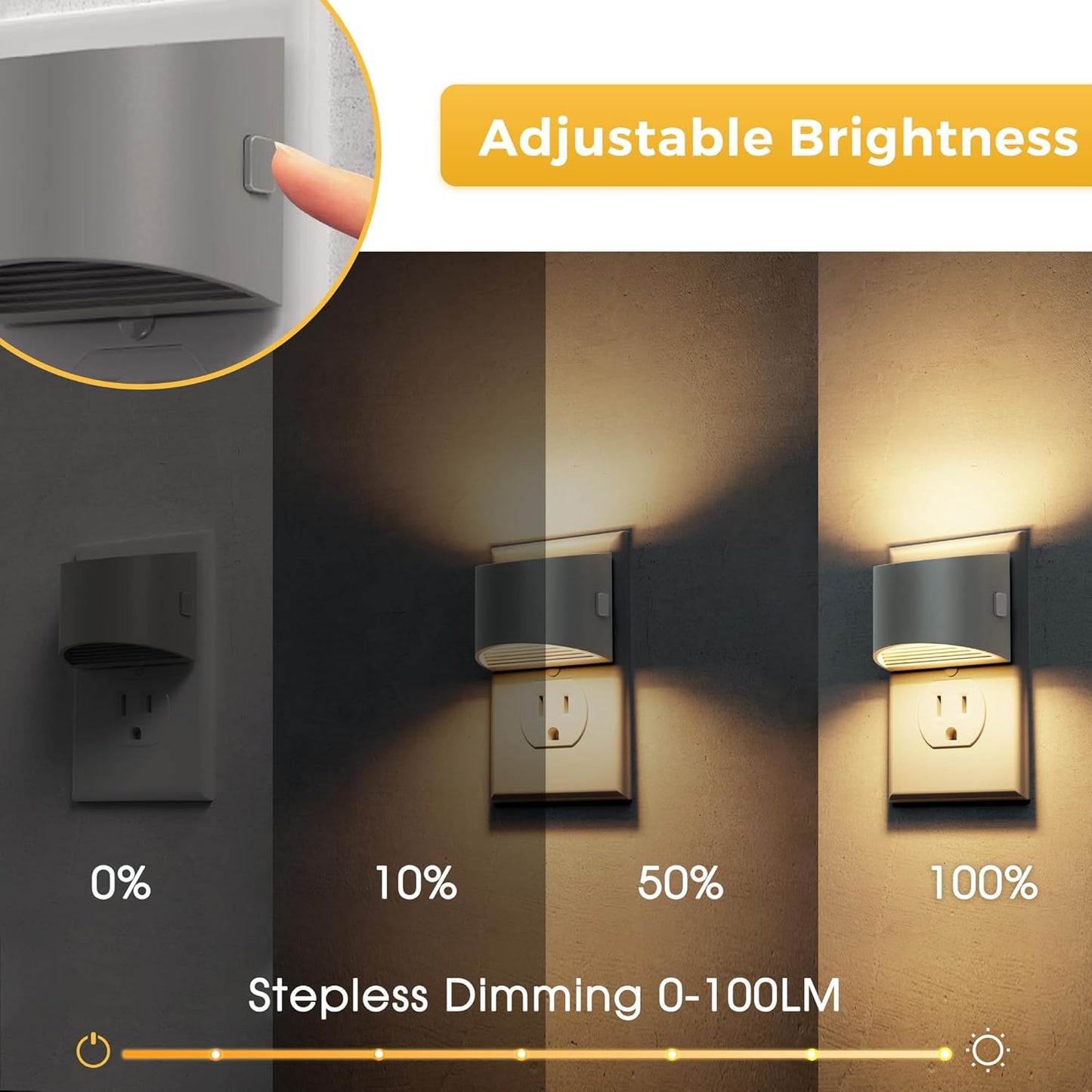L LOHAS LED Night Lights Plug into Wall 2 Pack, Dusk to Dawn Sensor Nightlight, Brightness Adjustable, 3000K Soft White