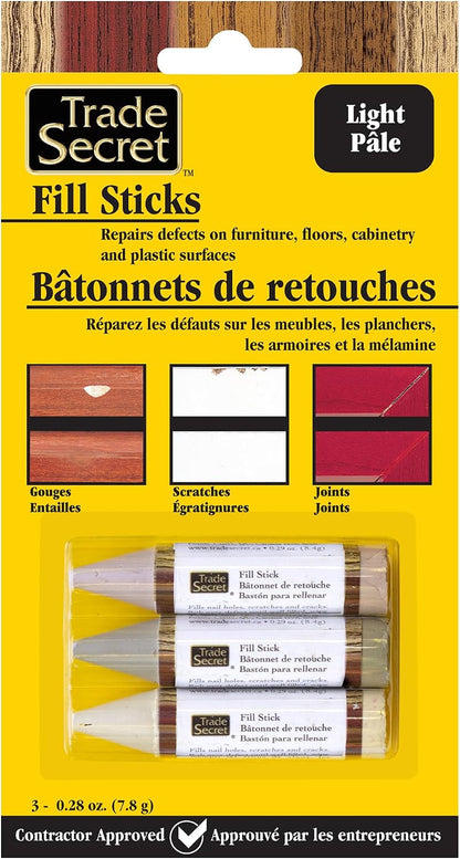 Wood Scratch Repair Fill Stick for Light Surfaces (Set of 3), Great for Touch-Ups and Repairs on Hardwoods Floors, Furniture, Cabinets and Plastic Surfaces.
